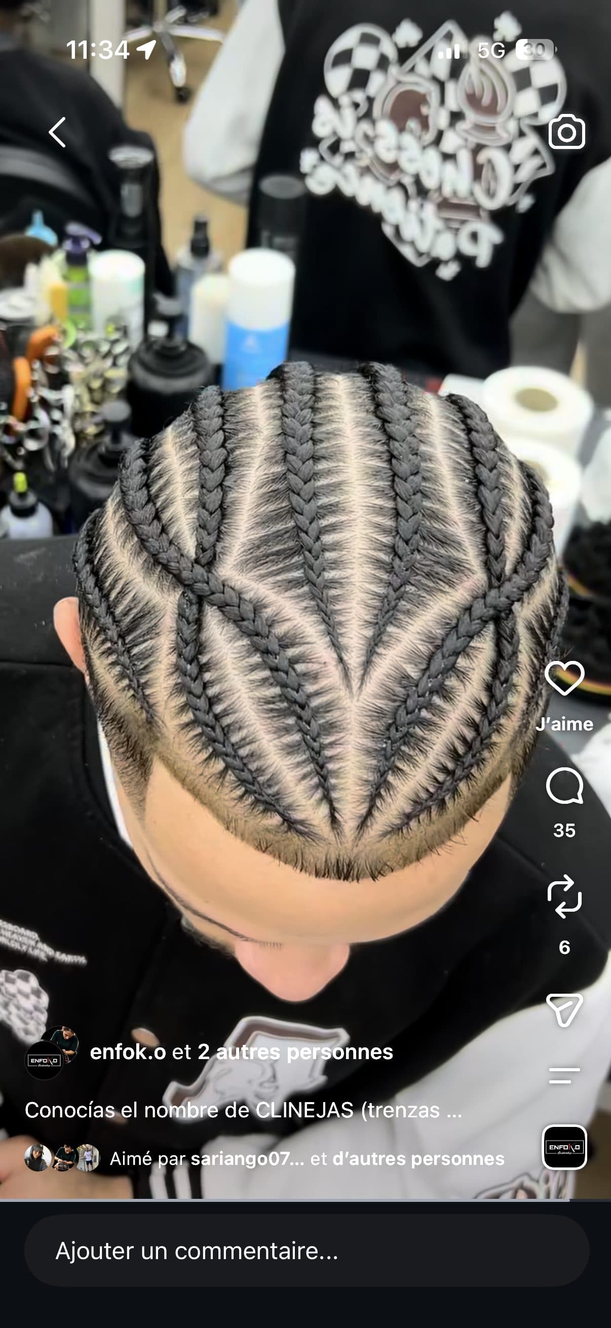 Trabajo de trenzas realizado por Eva